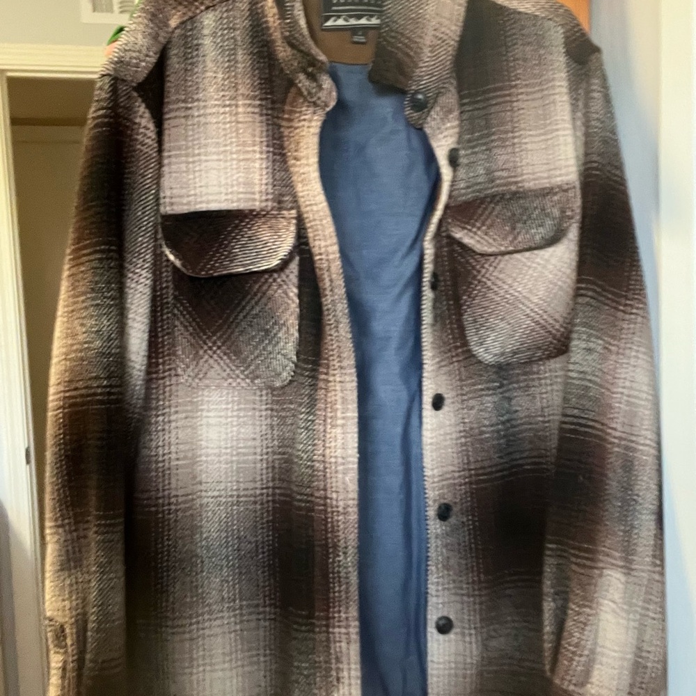 Plaid Men's Jacket - Black and Brown